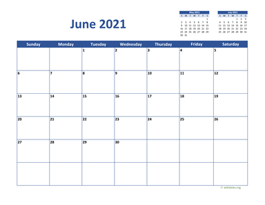 June 2021 Calendar Classic