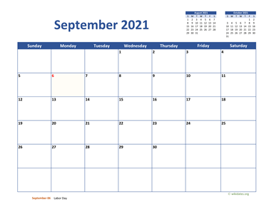 September 2021 Calendar Classic
