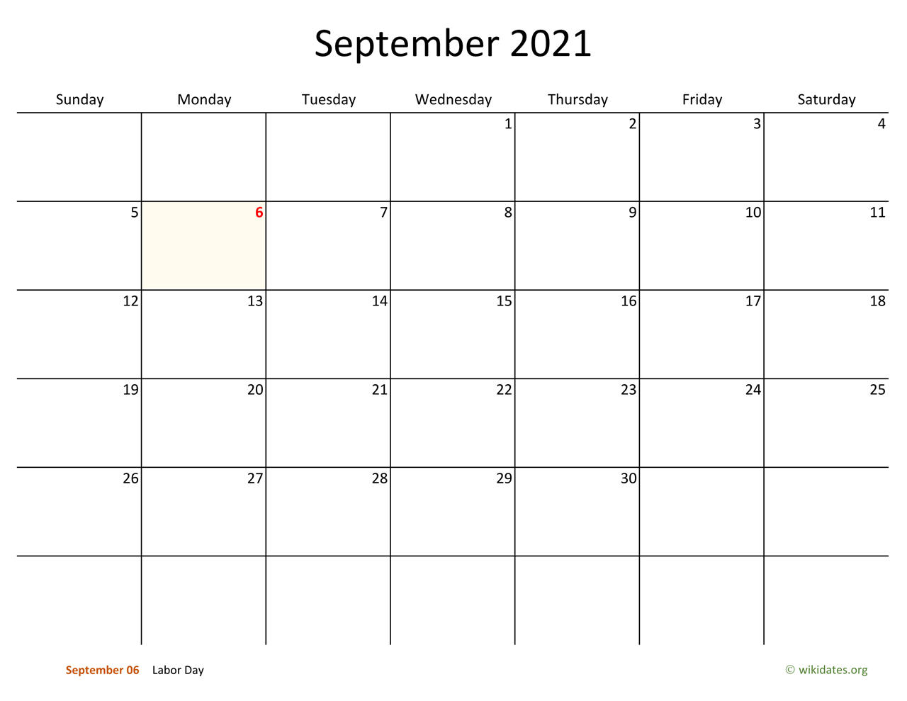 September 2021 Calendar With Bigger Boxes Wikidates Org