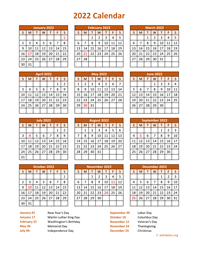 Calendar 2022 Vertical