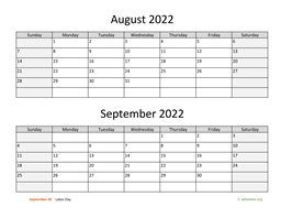 august and september 2022 calendar