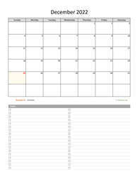 December 2022 Calendar with To-Do List