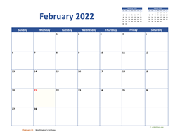 February 2022 Calendar Classic