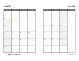 Basic Calendar For July 2022 Wikidates Org