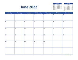 June 2022 Calendar Classic
