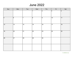 June 2022 Calendar with Weekend Shaded