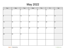 May 2022 Calendar with Weekend Shaded