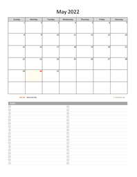May 2022 Calendar with To-Do List