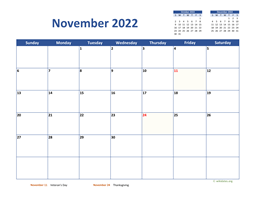 November 2022 Calendar Classic