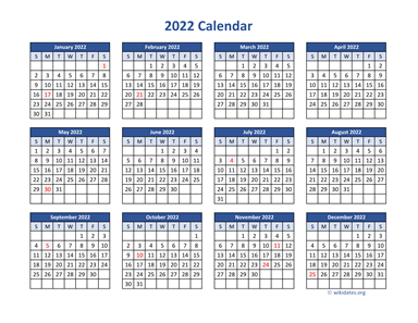 2022 Calendar in PDF