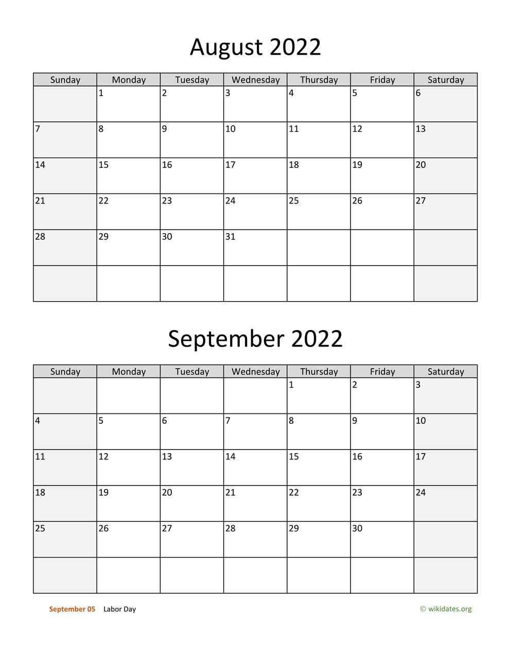 June July August September 2022 Calendar August And September 2022 Calendar | Wikidates.org