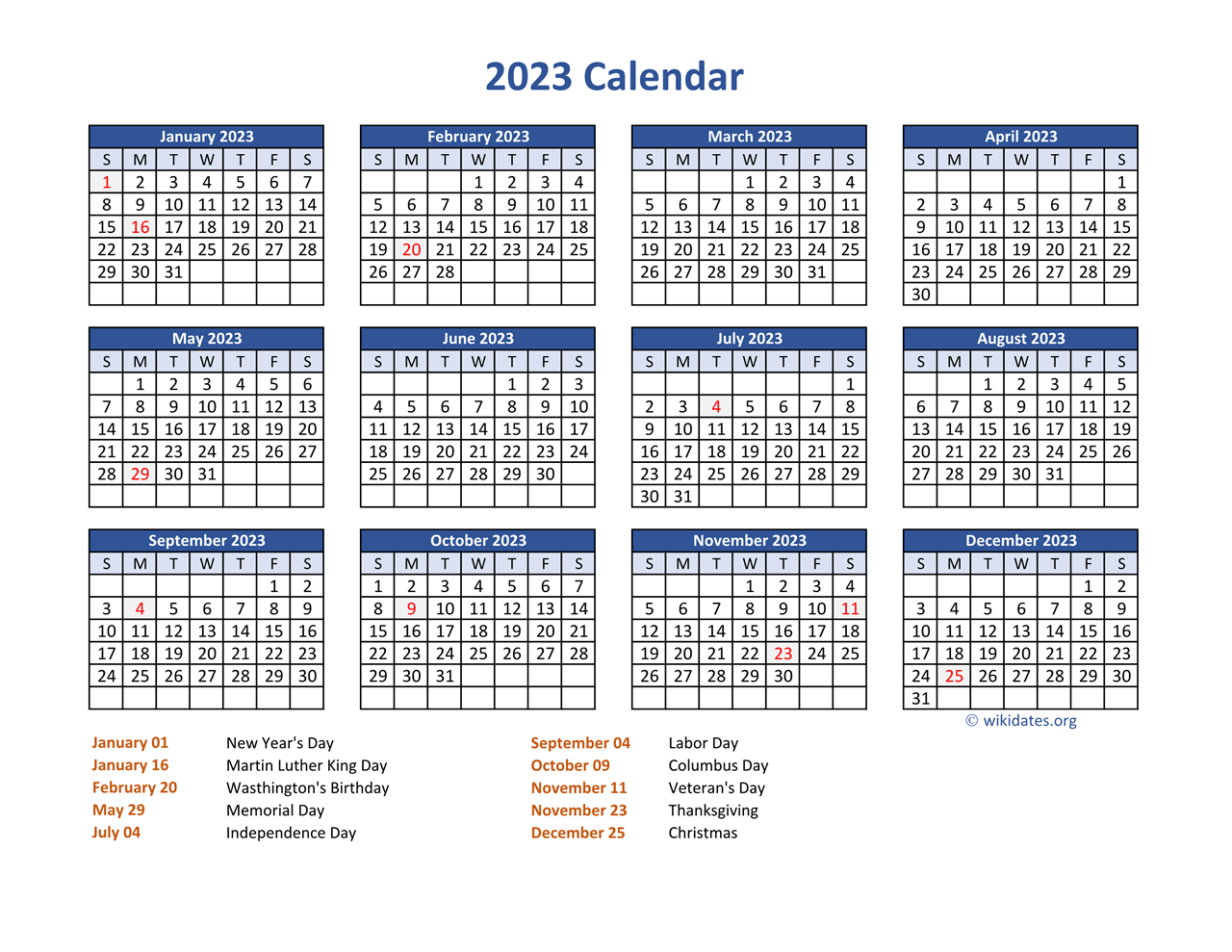 2023 united states calendar with holidays - 2023 united states calendar
