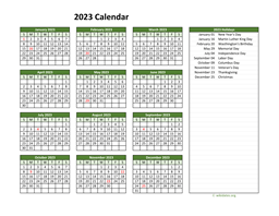 Printable 2023 Calendar with Federal Holidays