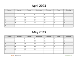 April and May 2023 Calendar