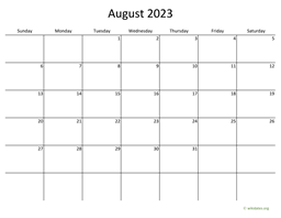 August 2023 Calendar with Bigger boxes
