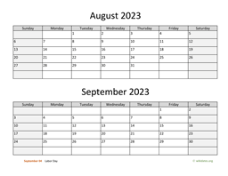 August and September 2023 Calendar