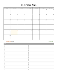 December 2023 Calendar with To-Do List