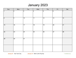 January 2023 Calendar with Weekend Shaded