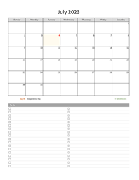 July 2023 Calendar with To-Do List