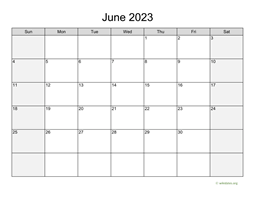 June 2023 Calendar with Weekend Shaded