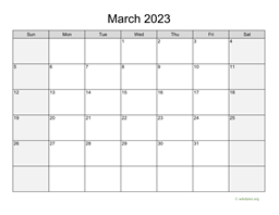 March 2023 Calendar with Weekend Shaded