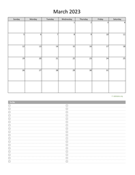March 2023 Calendar with To-Do List