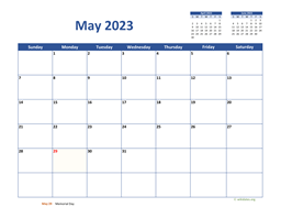 May 2023 Calendar Classic