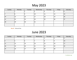 may and june 2023 calendar