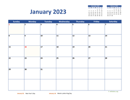 Monthly 2023 Calendar Classic