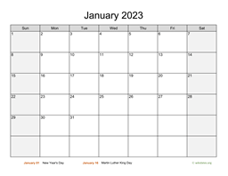 Monthly 2023 Calendar with Weekend Shaded