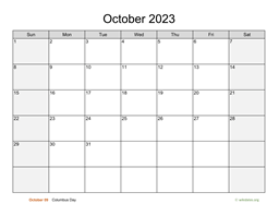 October 2023 Calendar with Weekend Shaded