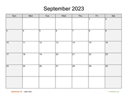 September 2023 Calendar with Weekend Shaded