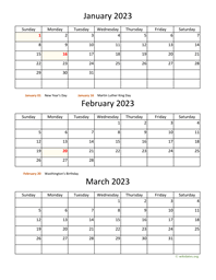 three months 2023 calendar vertical