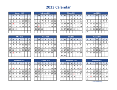 2023 Calendar In Pdf Wikidates Org
