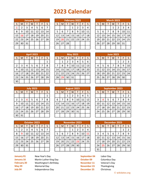 Calendar 2023 Vertical