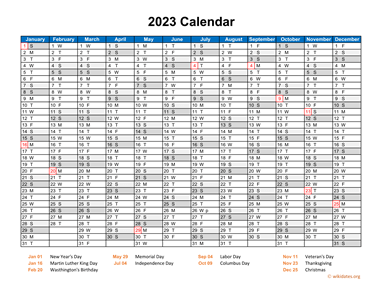 2023 Calendar Horizontal, One Page