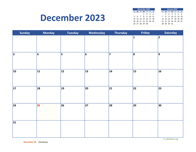 December 2023 Calendar Classic