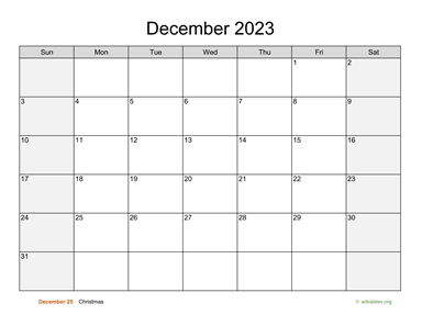 December 2023 Calendar with Weekend Shaded