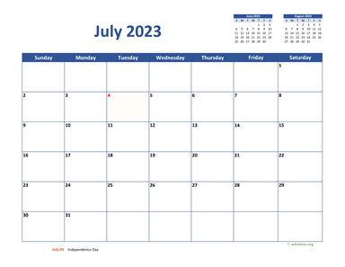 July 2023 Calendar Classic
