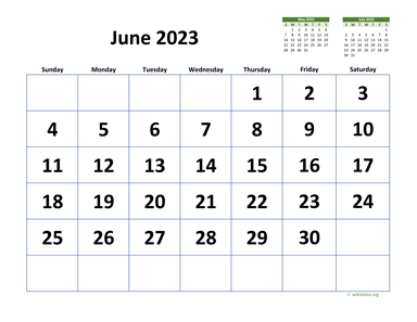 June 2023 Calendar with Extra-large Dates