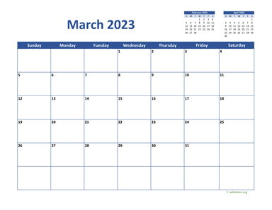 March 2023 Calendar Classic