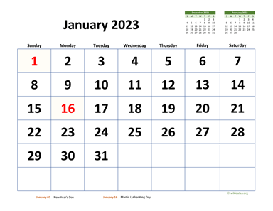 Monthly 2023 Calendar with Extra-large Dates