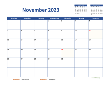 November 2023 Calendar Classic