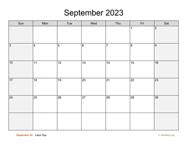 September 2023 Calendar with Weekend Shaded