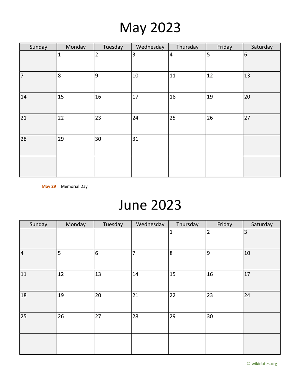 May And June 2023 Calendar