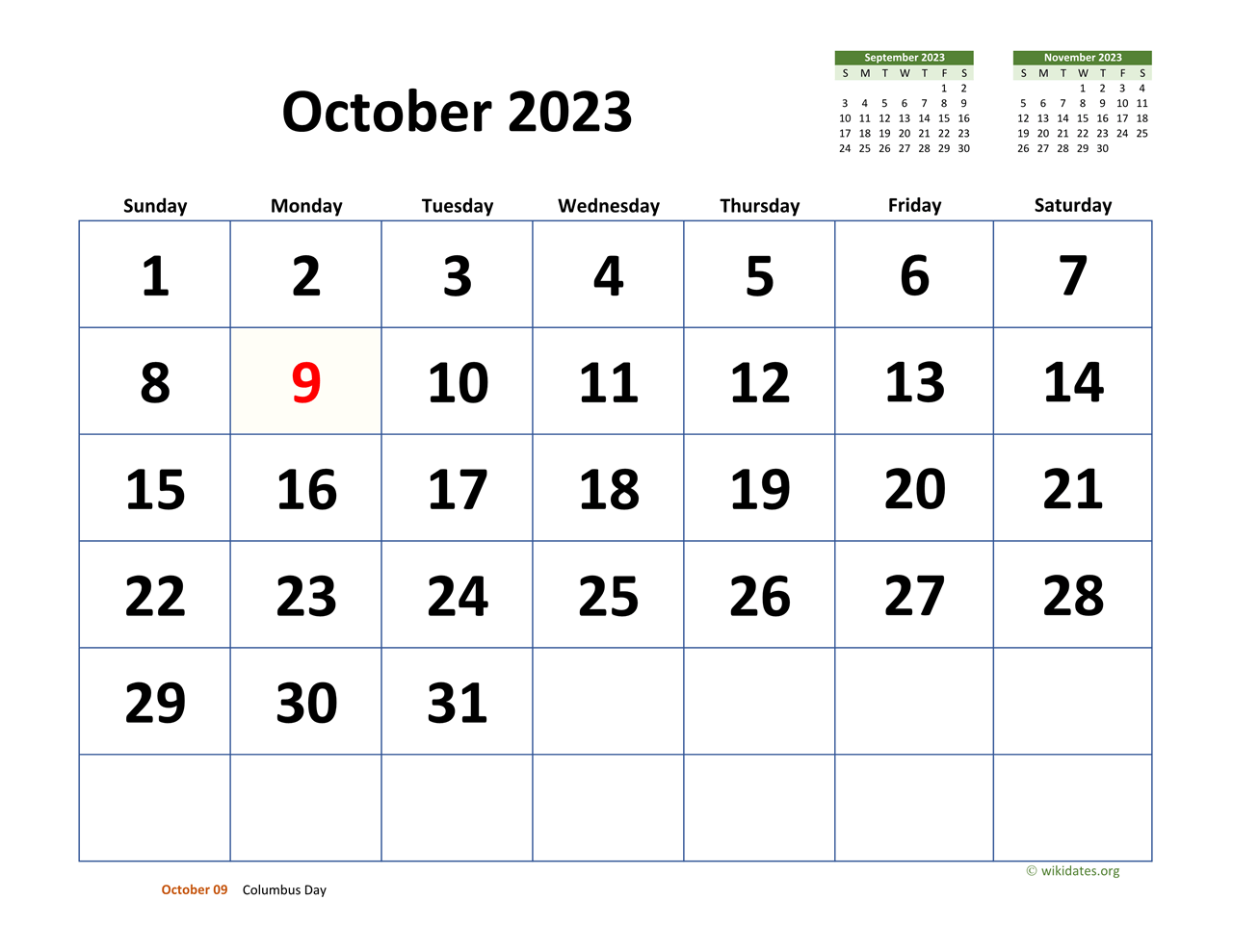 October 2023 Calendar Large Get Latest Map Update