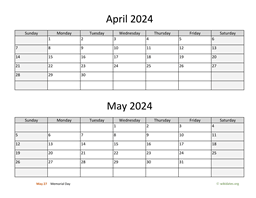 april and may 2024 calendar