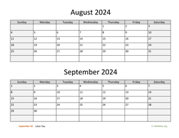 august and september 2024 calendar