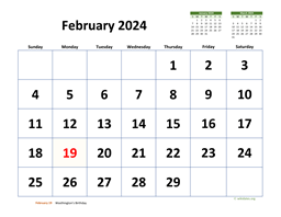 February 2024 Calendar with Extra-large Dates