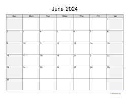 June 2024 Calendar with Weekend Shaded